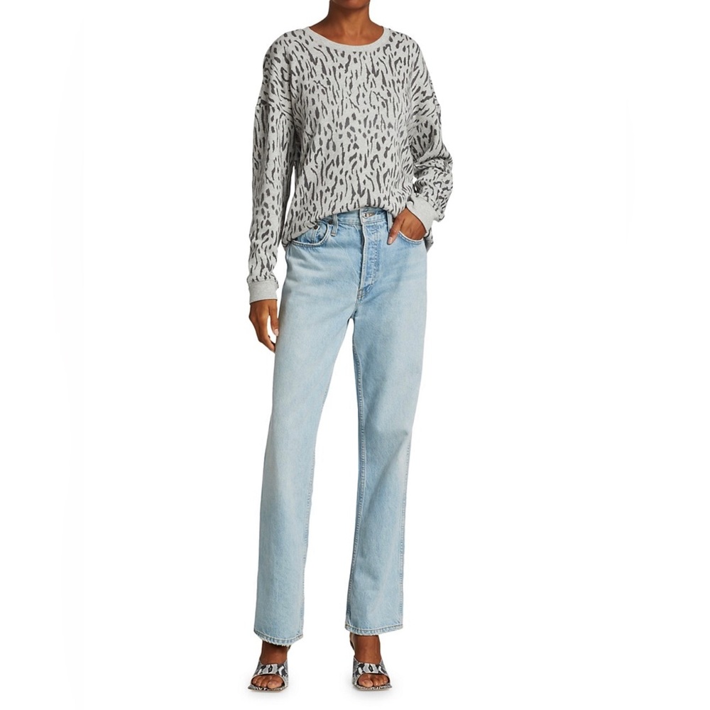 Rails Marlo Gray Abstract Cheetah Long Sleeve Cre… - image 2